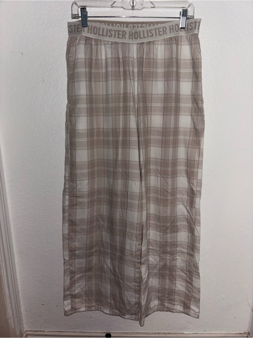Hollister Beige Plaid Flare Pants